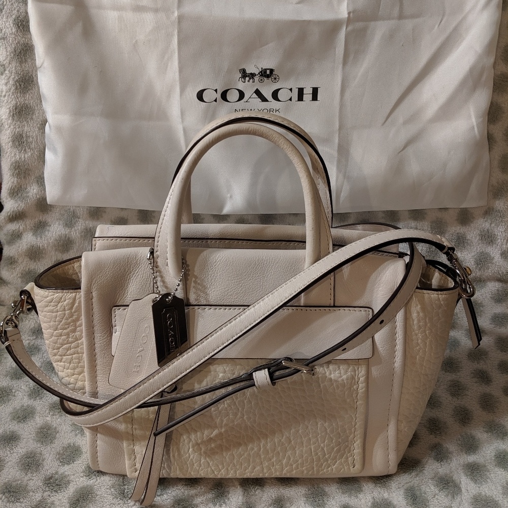 Coach white leather small satchel